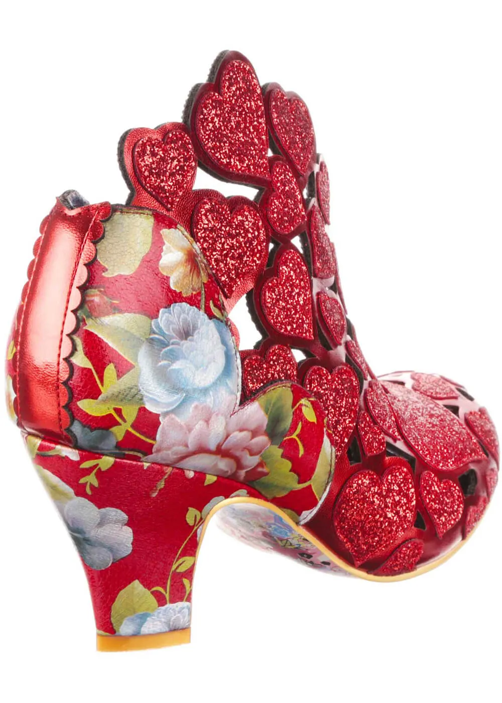 Irregular Choice Meile Hearts Floral 50's Pumps Red