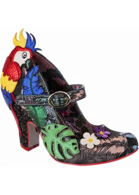 Irregular Choice Parrot Paradise Black 50's Pumps