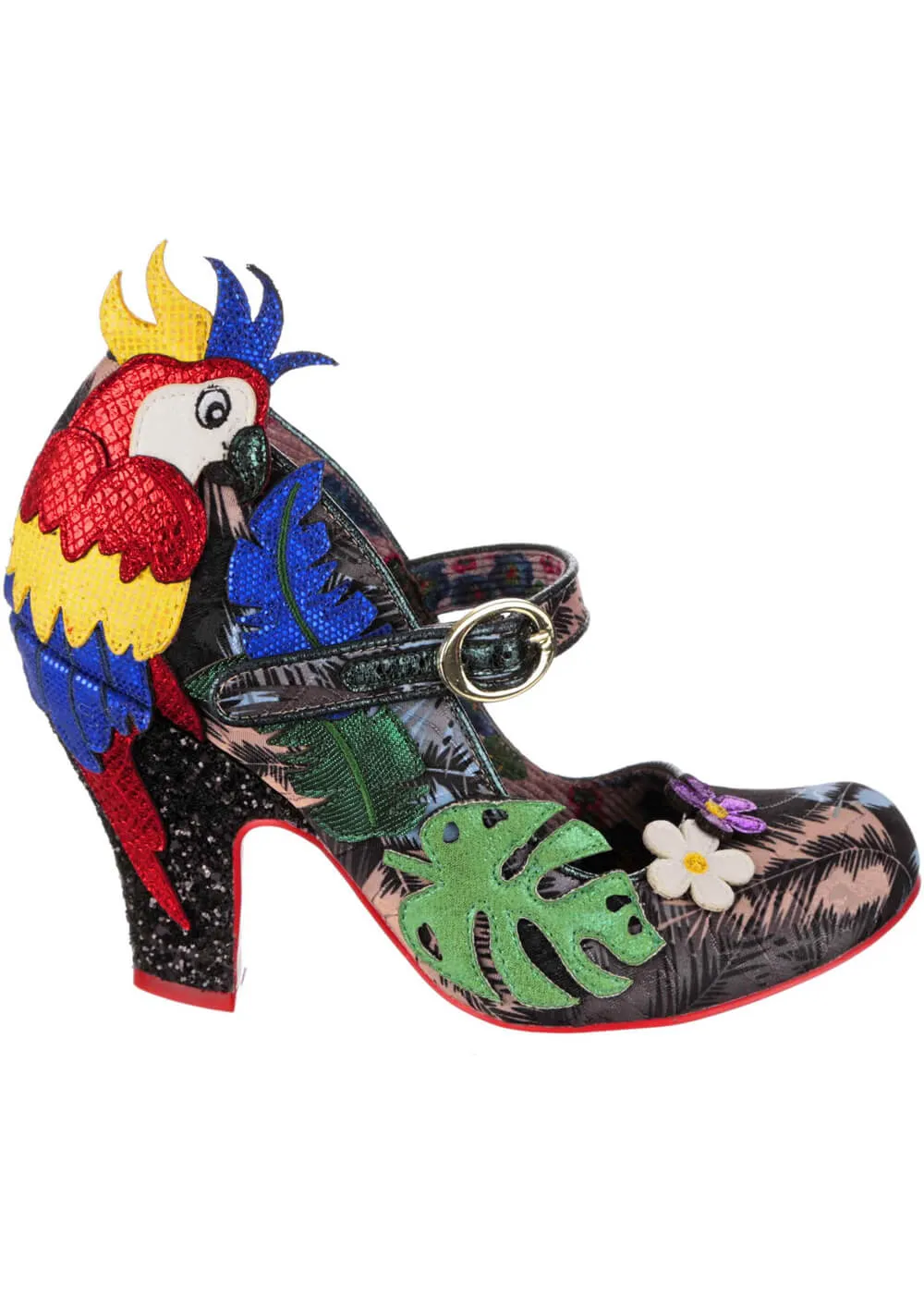 Irregular Choice Parrot Paradise Black 50's Pumps