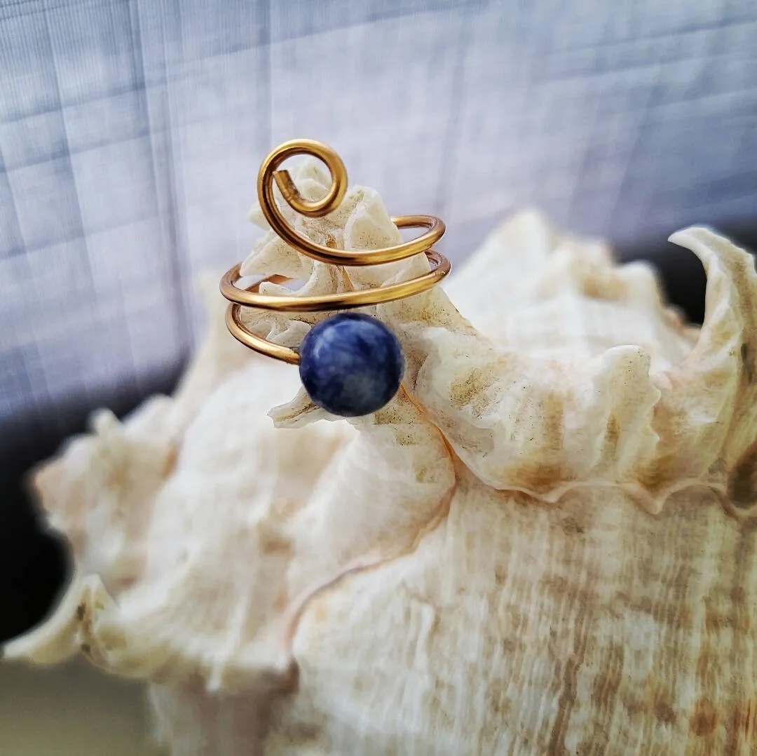 Island Girl Art - Wire Wrapped Ring- Lapis &Copper