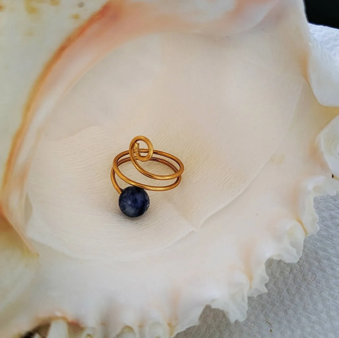 Island Girl Art - Wire Wrapped Ring- Lapis &Copper