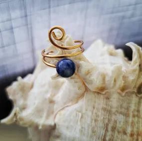 Island Girl Art - Wire Wrapped Ring- Lapis &Copper