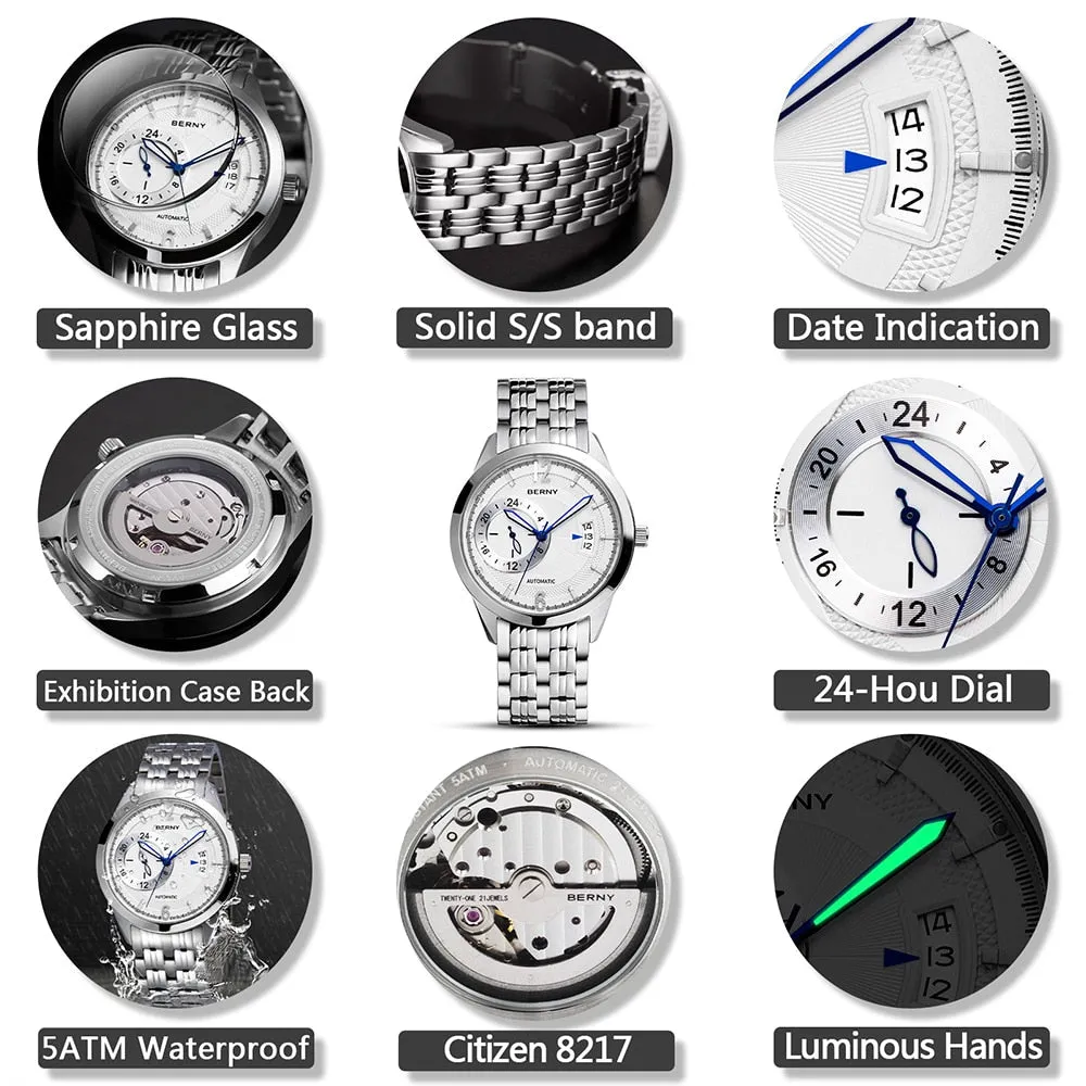 Japan Men's Automatic Watch with Luminous Calendar Functions