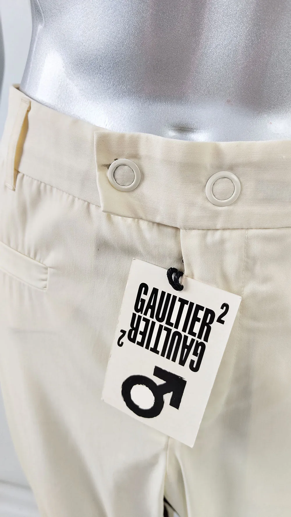 Jean Paul Gaultier Vintage Mens Cream Extra Long Leg Trousers