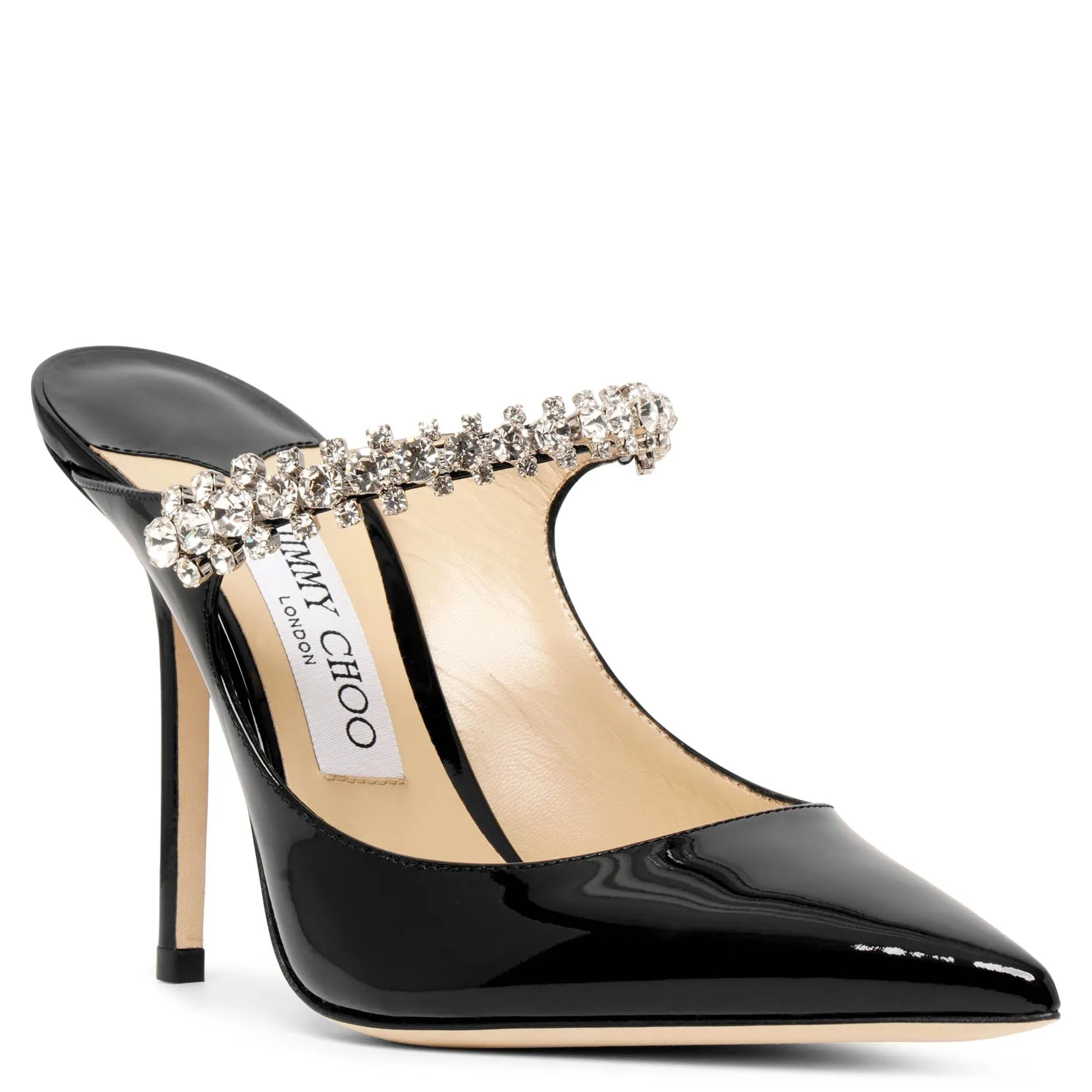 Jimmy Choo Bing 100 patent black mules