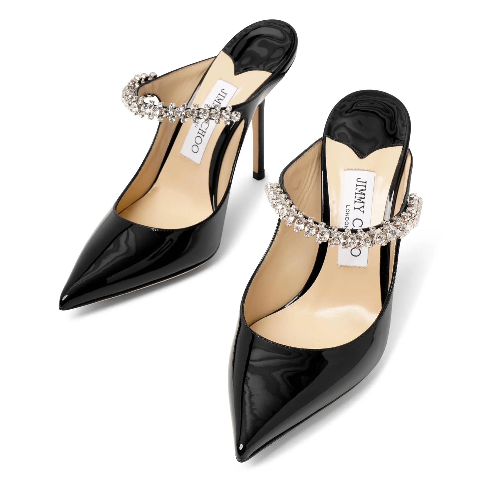 Jimmy Choo Bing 100 patent black mules