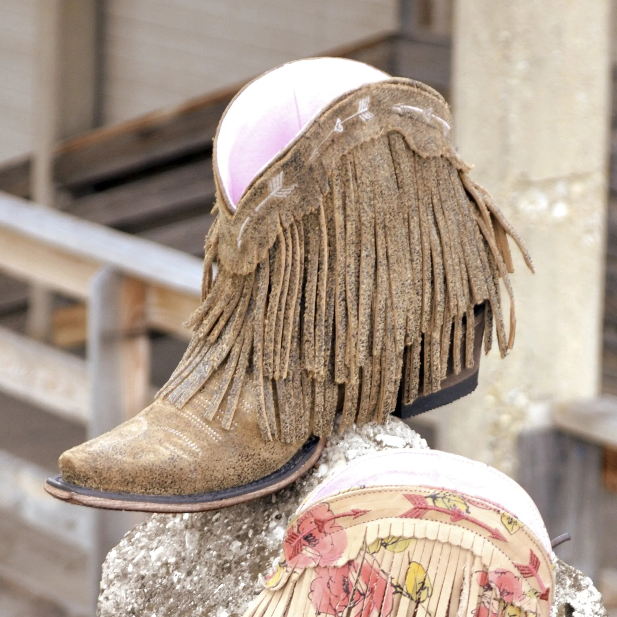 Distressed Brown Junk Gypsy Fringe Bootie - Spitfire Style