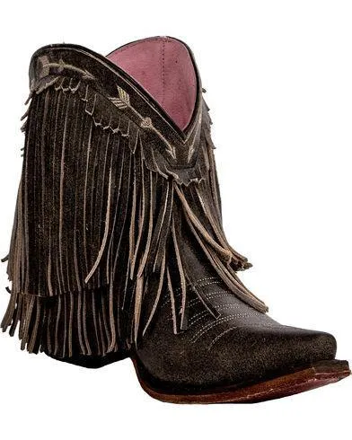 Distressed Brown Junk Gypsy Fringe Bootie - Spitfire Style