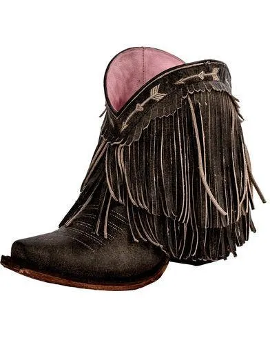 Distressed Brown Junk Gypsy Fringe Bootie - Spitfire Style