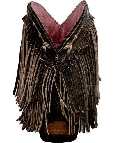 Distressed Brown Junk Gypsy Fringe Bootie - Spitfire Style