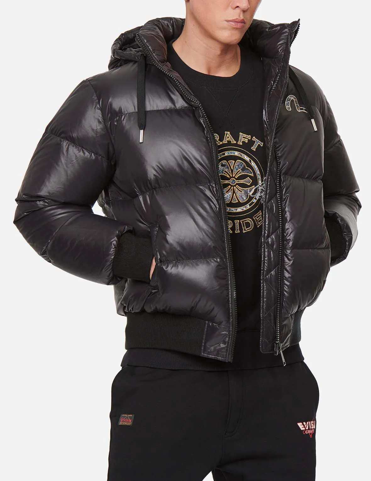 Kamon Brocade Appliqué Down Jacket