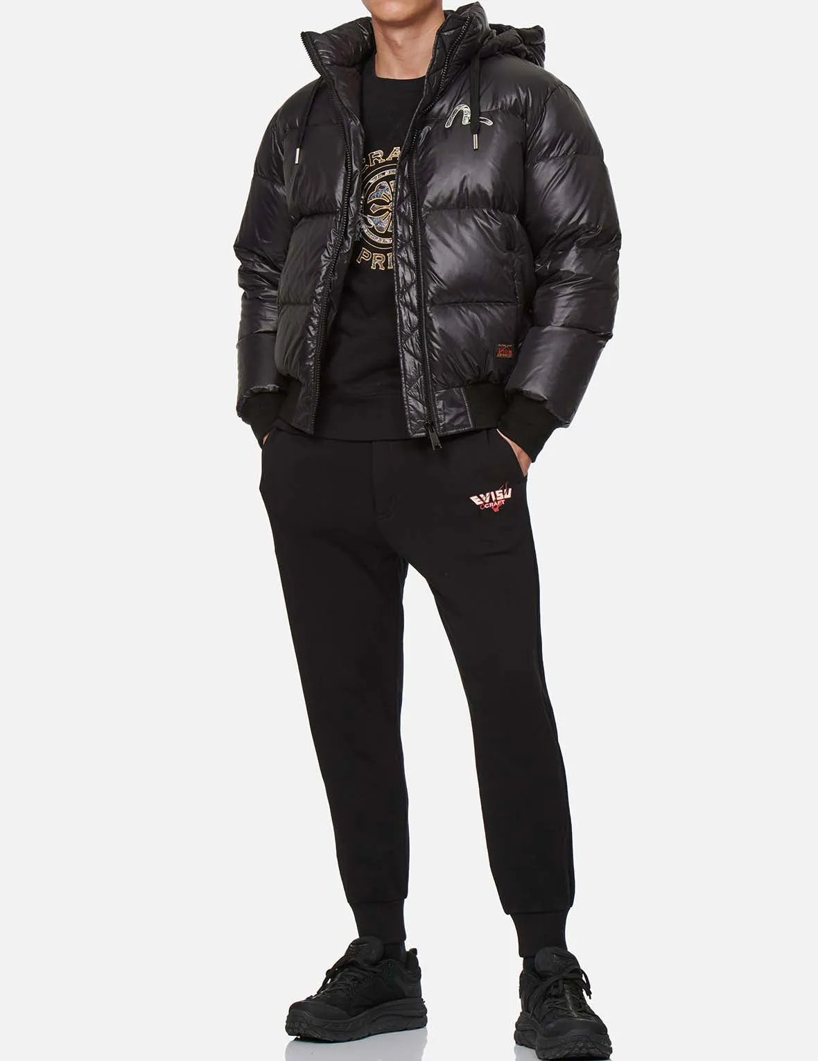 Kamon Brocade Appliqué Down Jacket