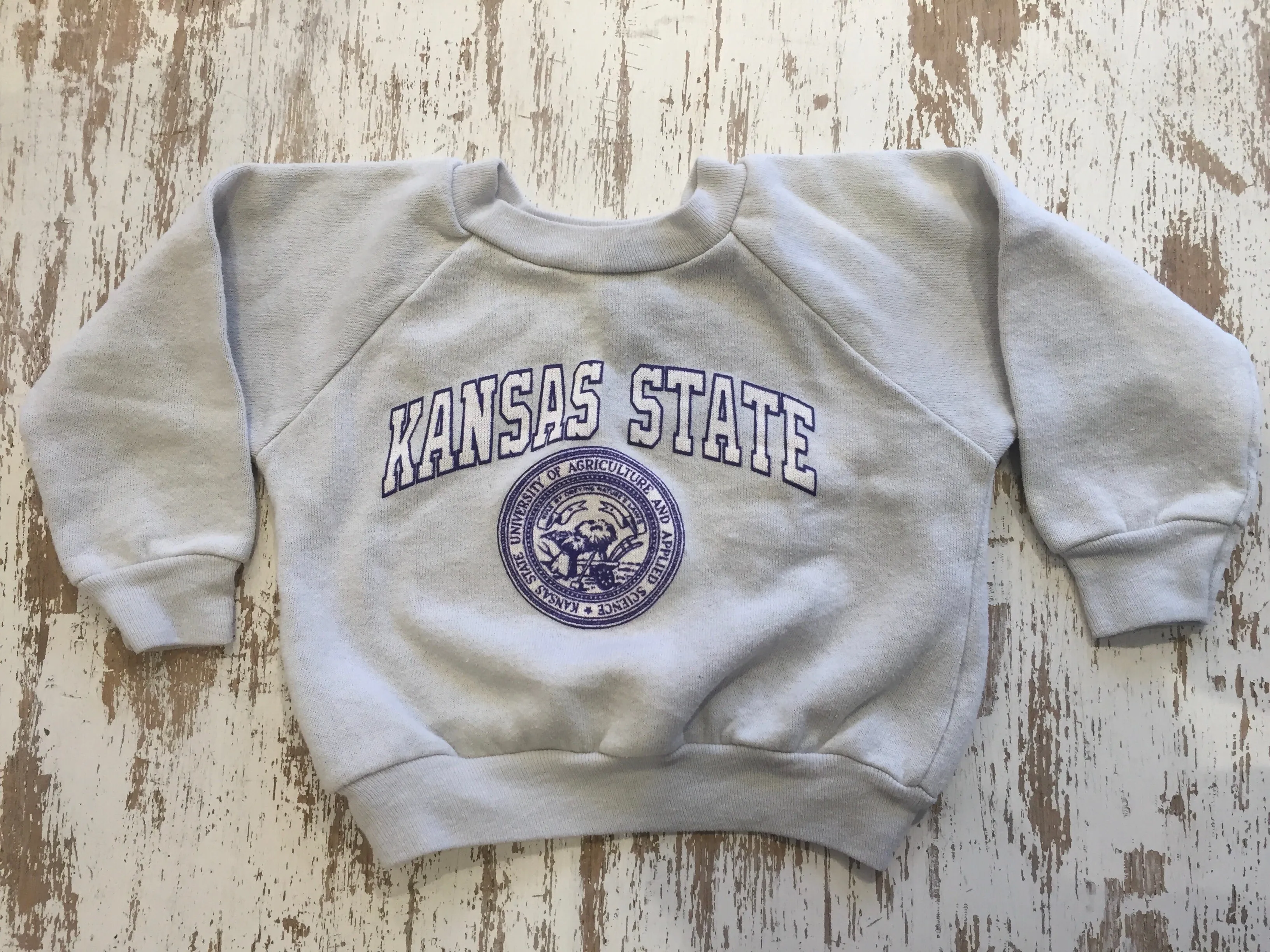 Kansas State Toddler Sweatshirt - Vintage Gray Collegiate Kids Sweatshirt