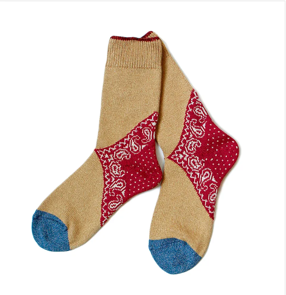 Kapital 96 Heels Paisley Bandana Socks - Red