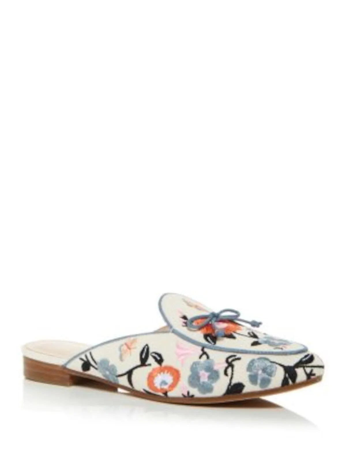 Kate Spade New York Ivory Floral Embroidery Bow Slip-On Mules