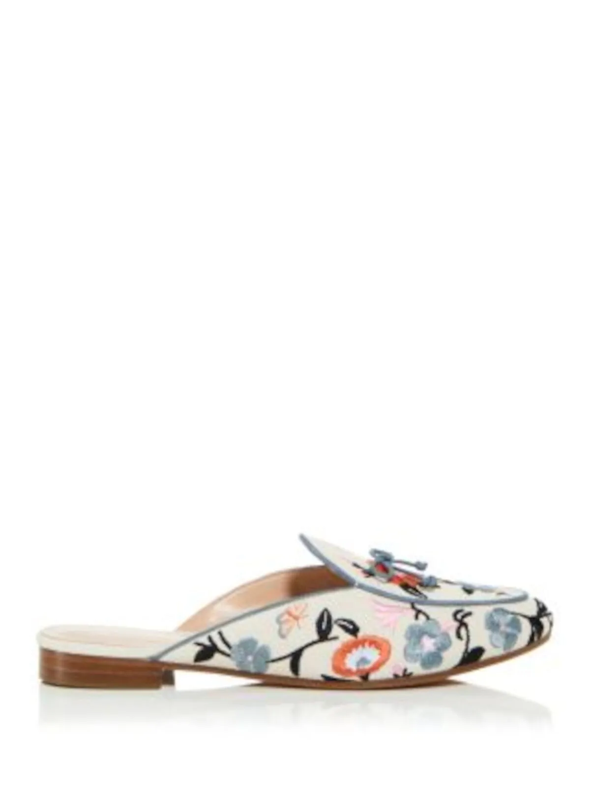 Kate Spade New York Ivory Floral Embroidery Bow Slip-On Mules