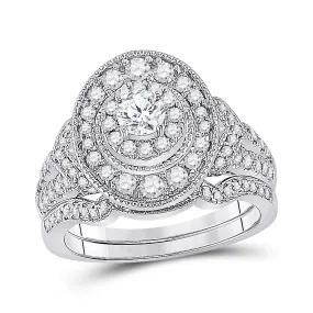 Keene Jewelers 14kt White Gold Round Diamond Bridal Wedding Ring Band Set 1 Cttw