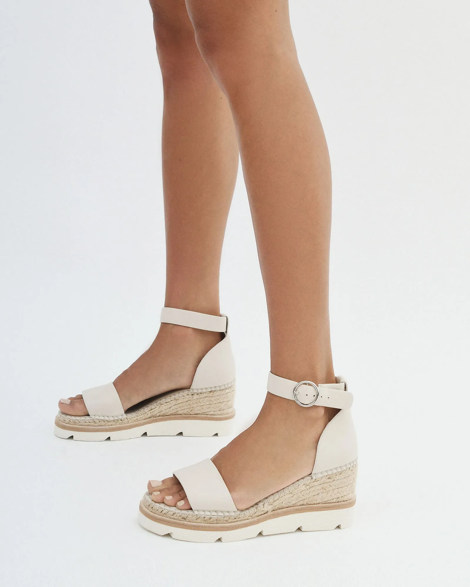 Mid Heel Bone Leather Wedges by KELLY