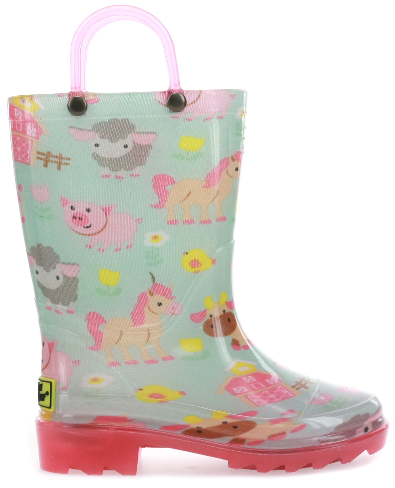 Kid's Sweet Farm Lighted PVC Boot in Aqua