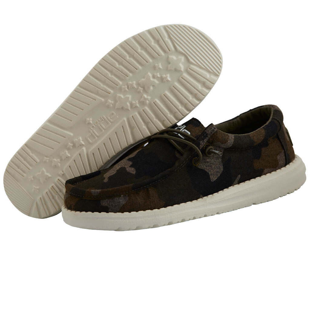 Kid's Wally Youth Linen Moc in Camo 