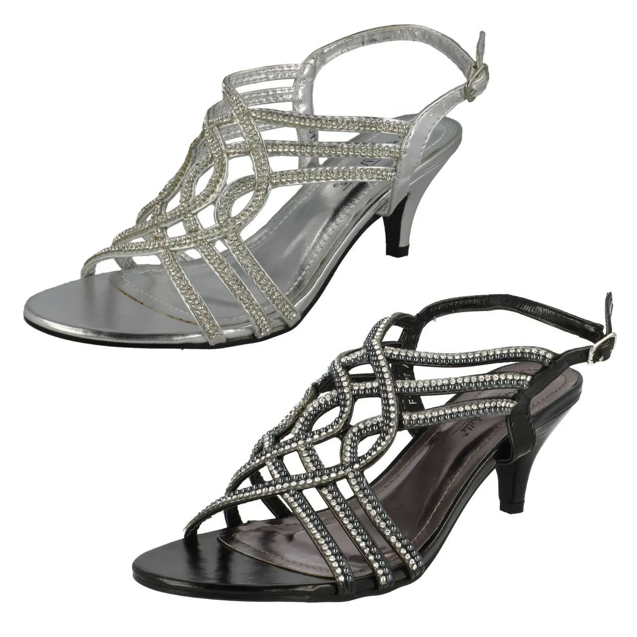 Ladies Anne Michelle Open Toe Diamante Occasion Heels