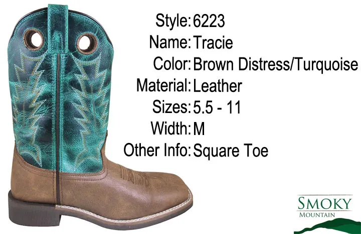 Women's Western Boots in Teal and Brown by Smoky Mountain - Style 6223