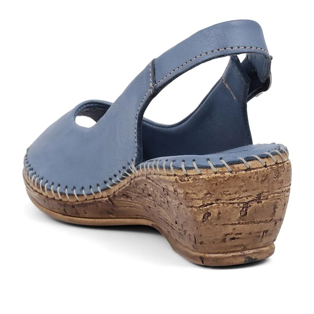 Leather Slingback Low Wedges - HAK39017 / 325 516