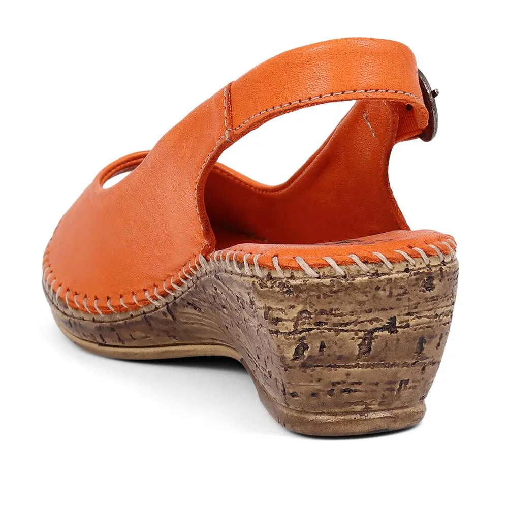 Leather Slingback Low Wedges - HAK39017 / 325 516