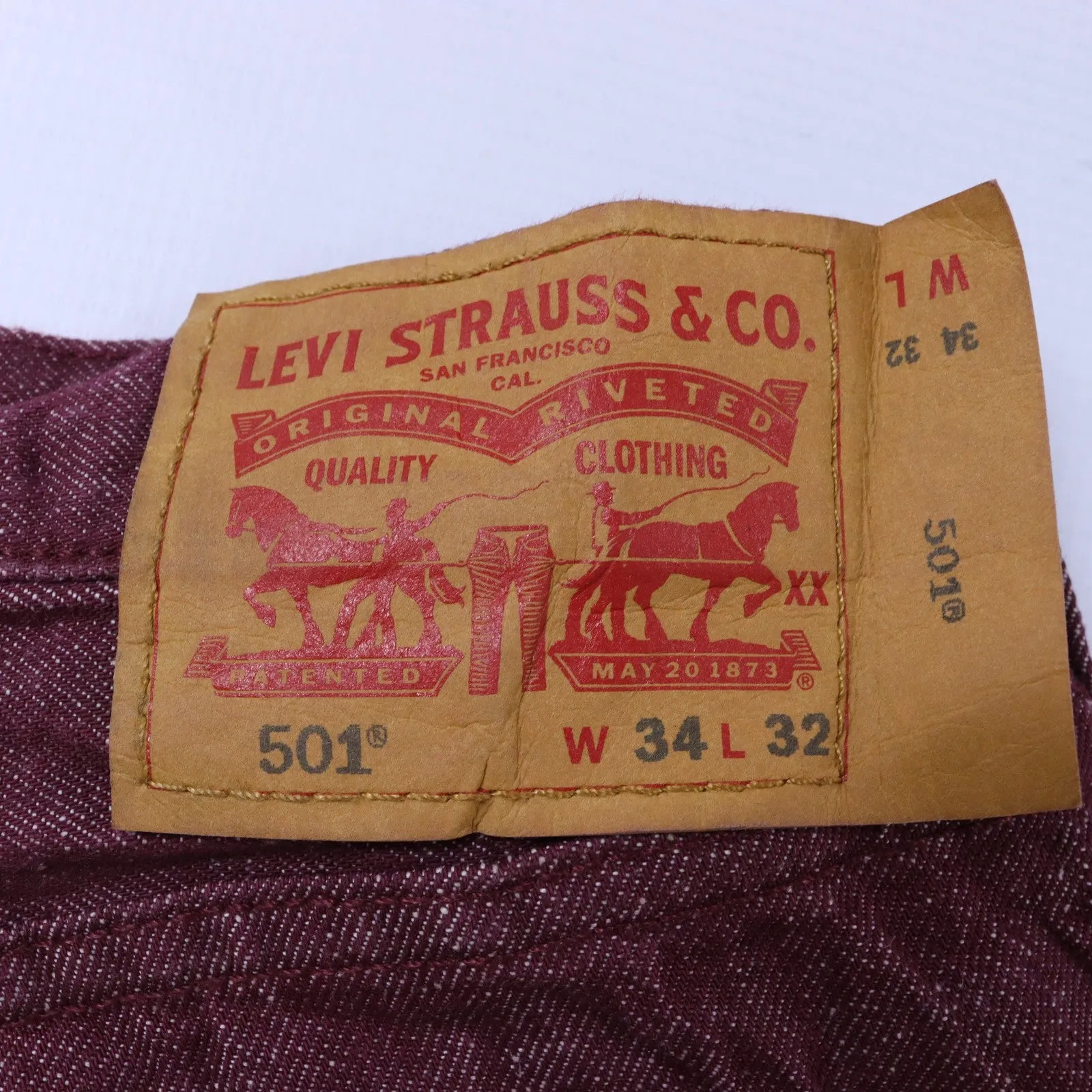 Levi's 501 Maroon Chino Trousers