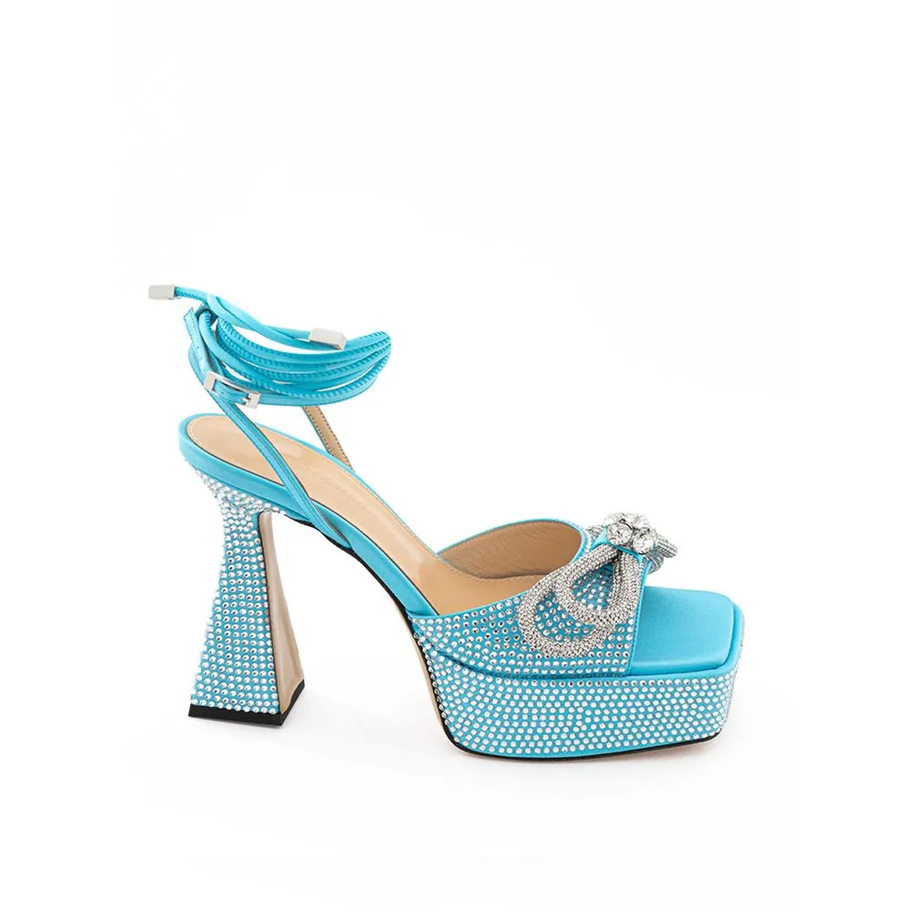 Light Blue Leather Platforms with Wedge