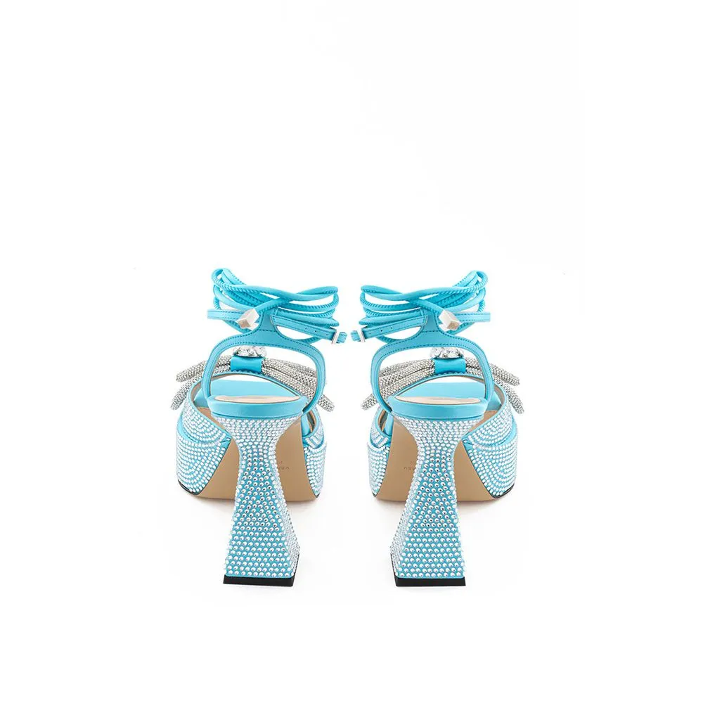 Light Blue Leather Platforms with Wedge