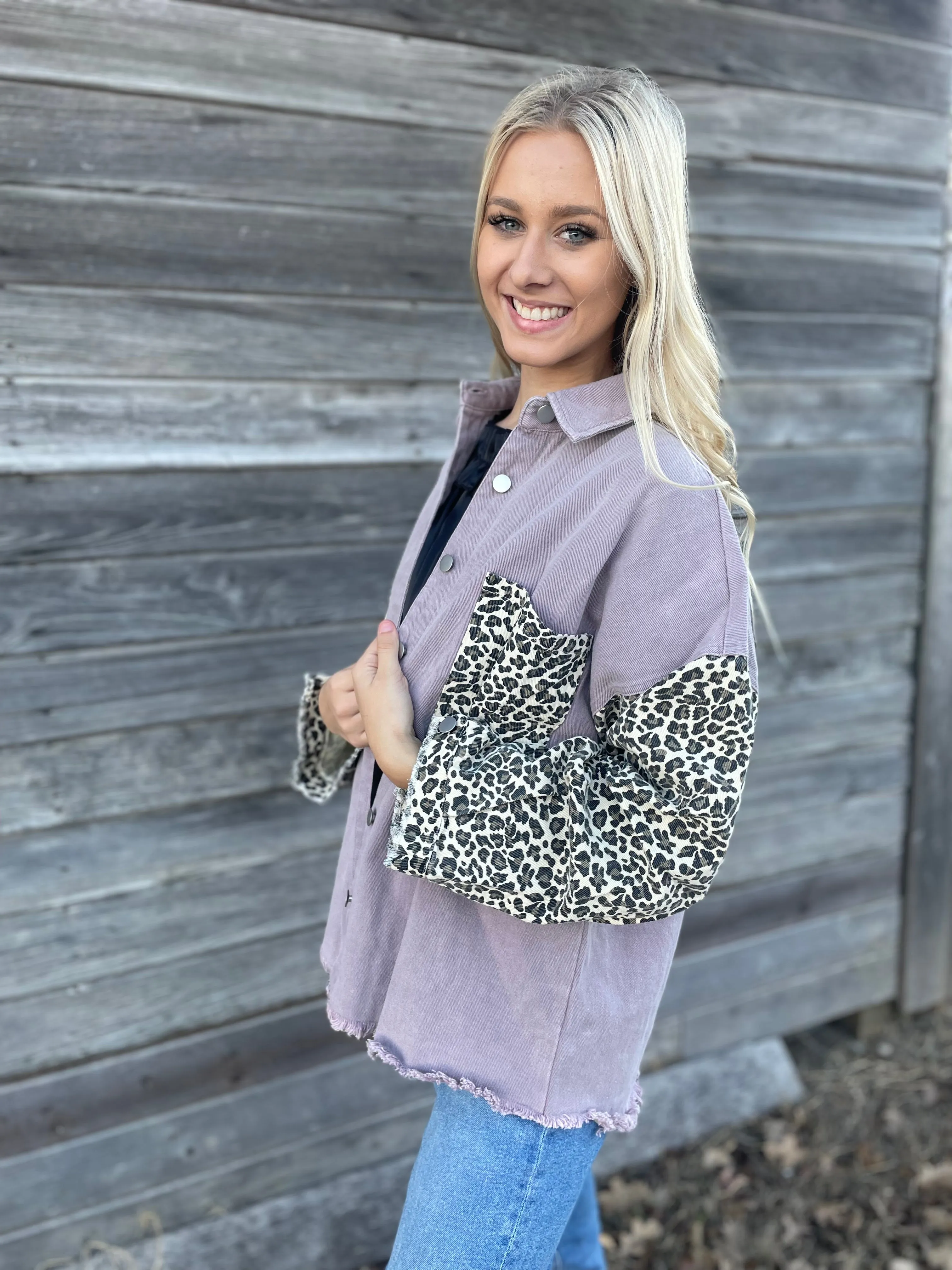 Purple Cheetah Print Outerwear