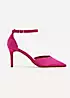 Linzi Maci Fuchsia Suede Stiletto Court Heels with Ankle Strap