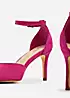 Linzi Maci Fuchsia Suede Stiletto Court Heels with Ankle Strap