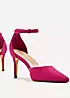 Linzi Maci Fuchsia Suede Stiletto Court Heels with Ankle Strap