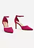 Linzi Maci Fuchsia Suede Stiletto Court Heels with Ankle Strap