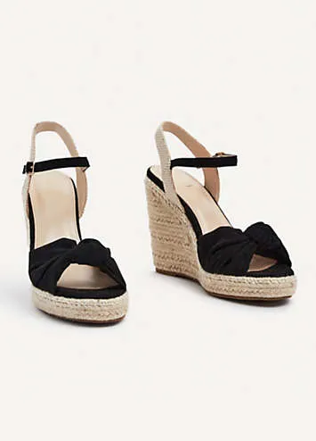 Black Knotted Strap Wedges at Kaleidoscope