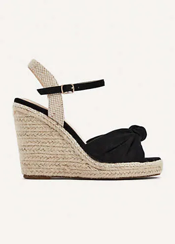 Black Knotted Strap Wedges at Kaleidoscope