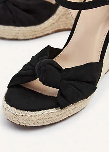 Black Knotted Strap Wedges at Kaleidoscope