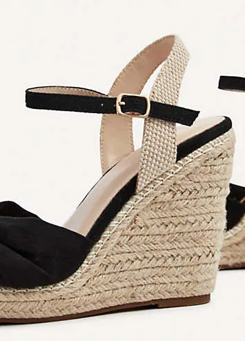 Black Knotted Strap Wedges at Kaleidoscope