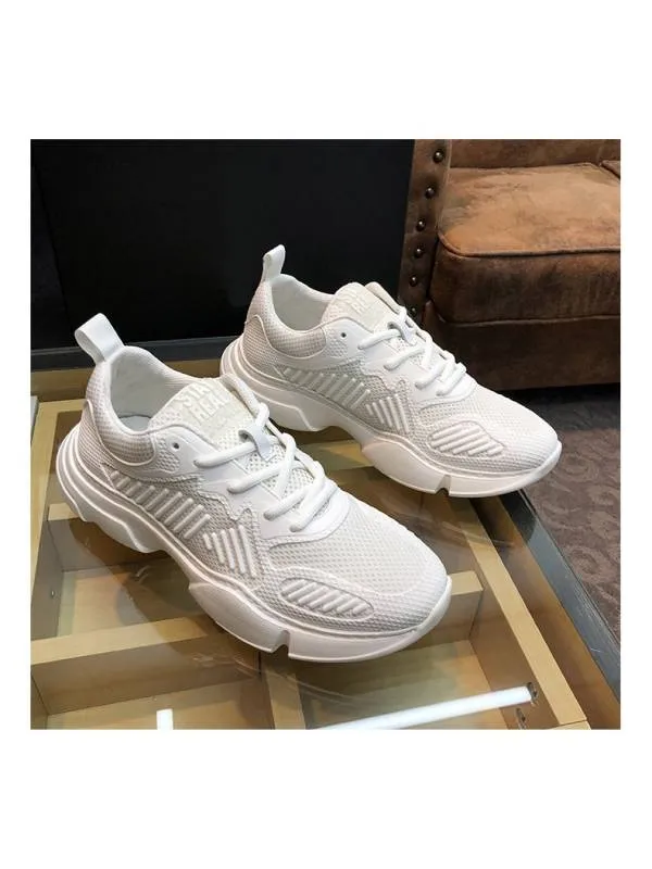 Lorenzo White Mesh and Leather Sneakers