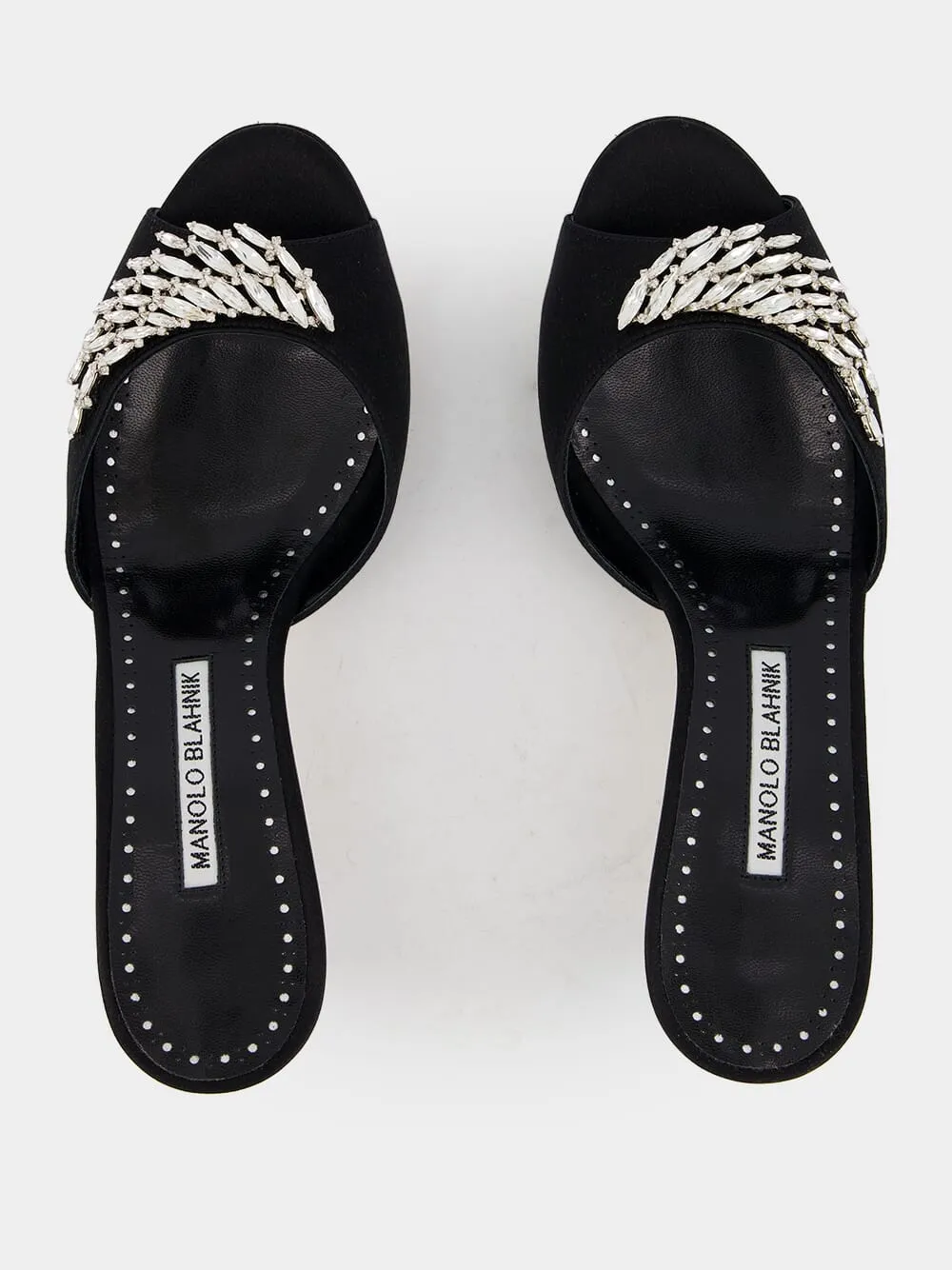 Lumada Black Satin Jewel Mules