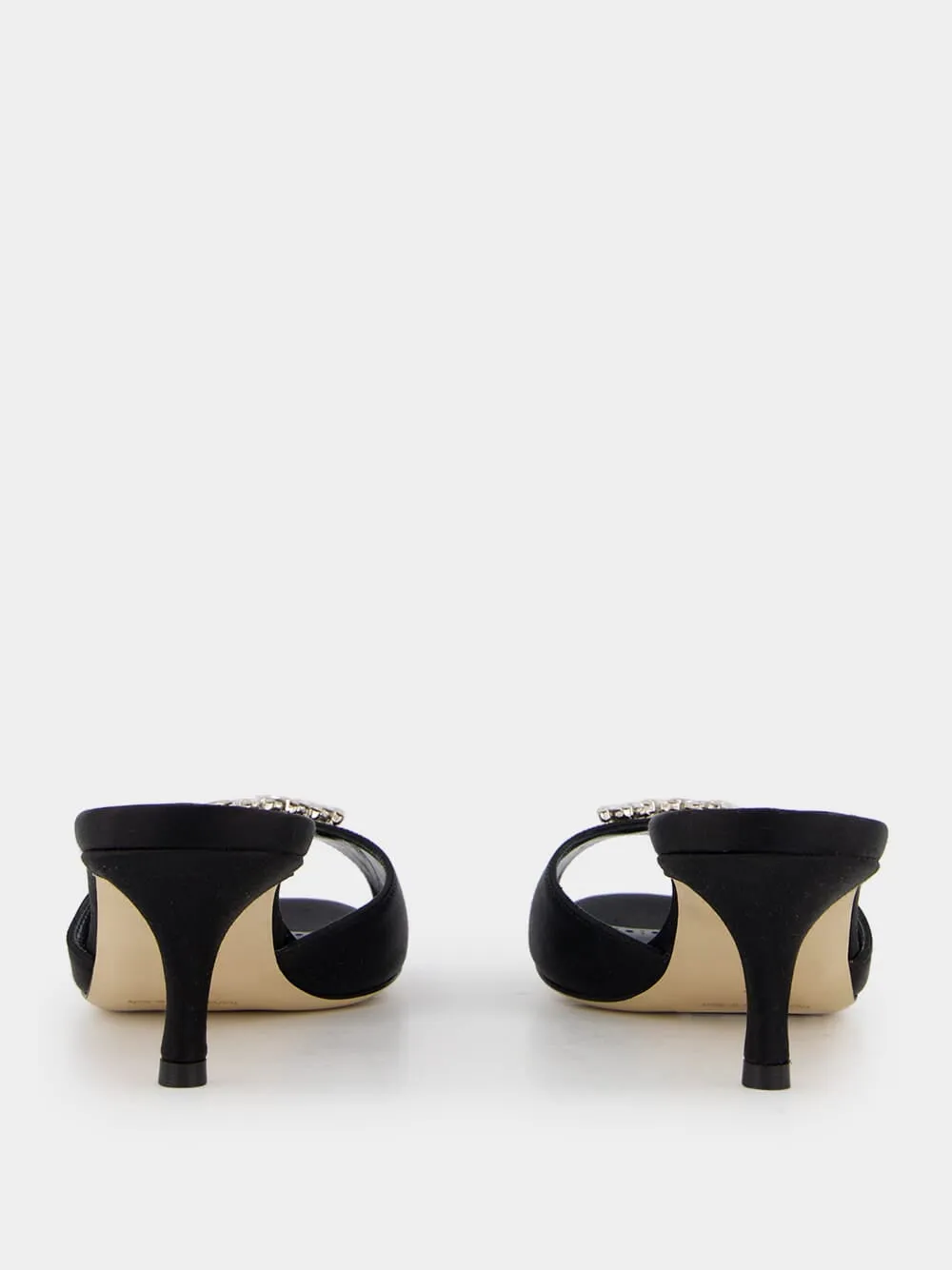 Lumada Black Satin Jewel Mules