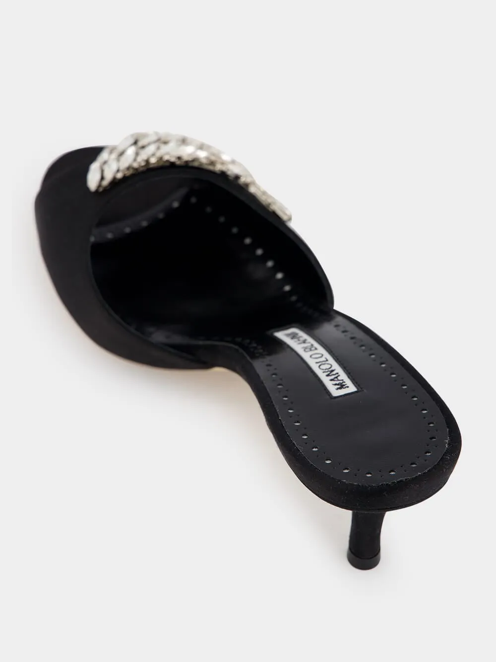 Lumada Black Satin Jewel Mules