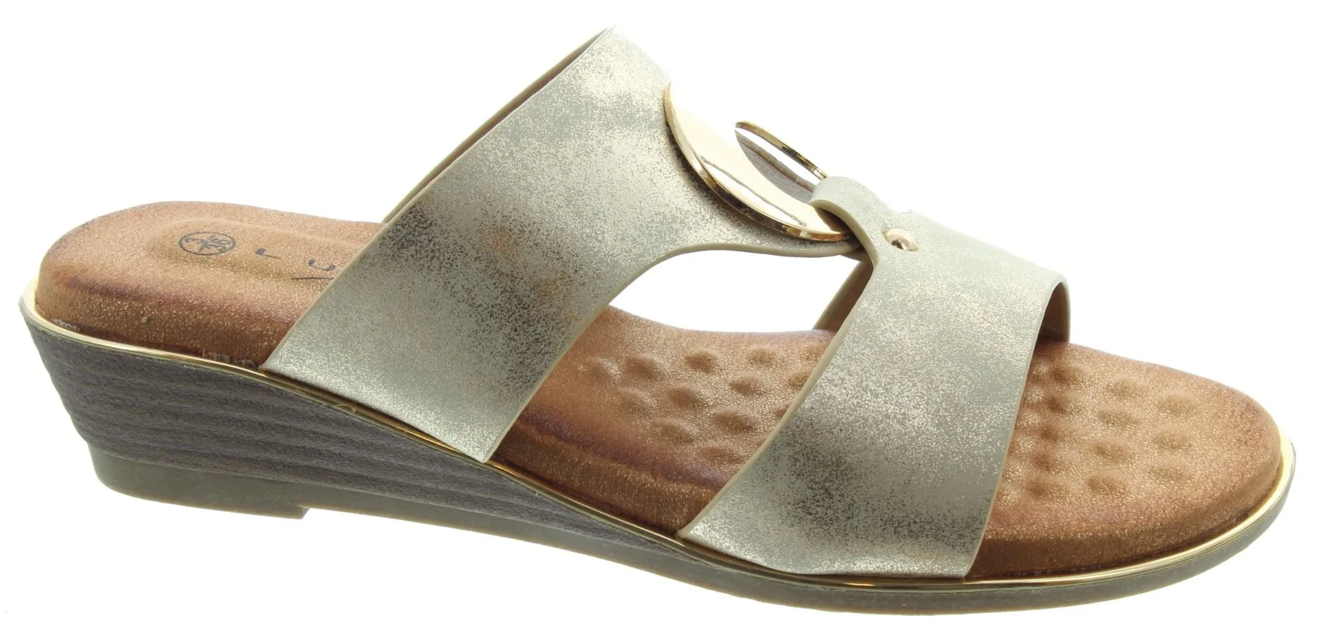 LUNAR Ladies Manby Mules In Gold