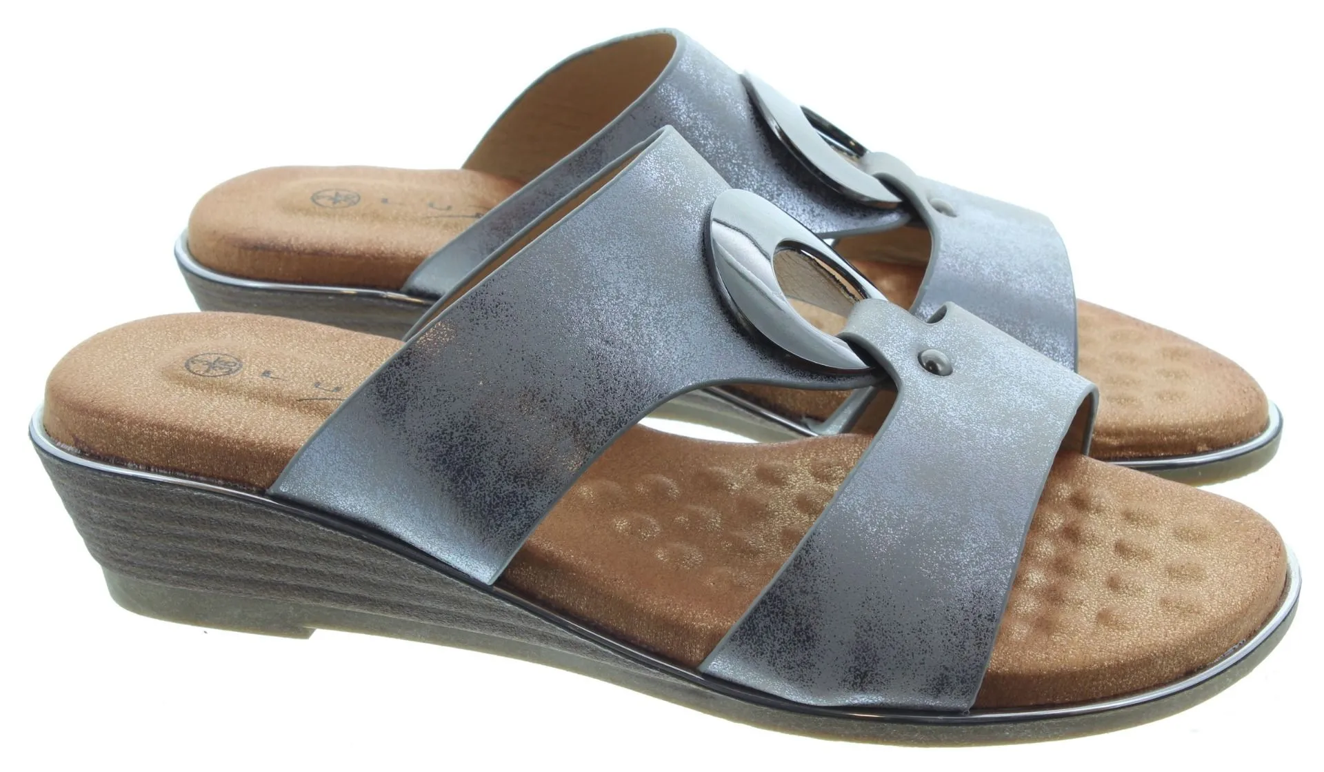 LUNAR Ladies Manby Mules In Pewter