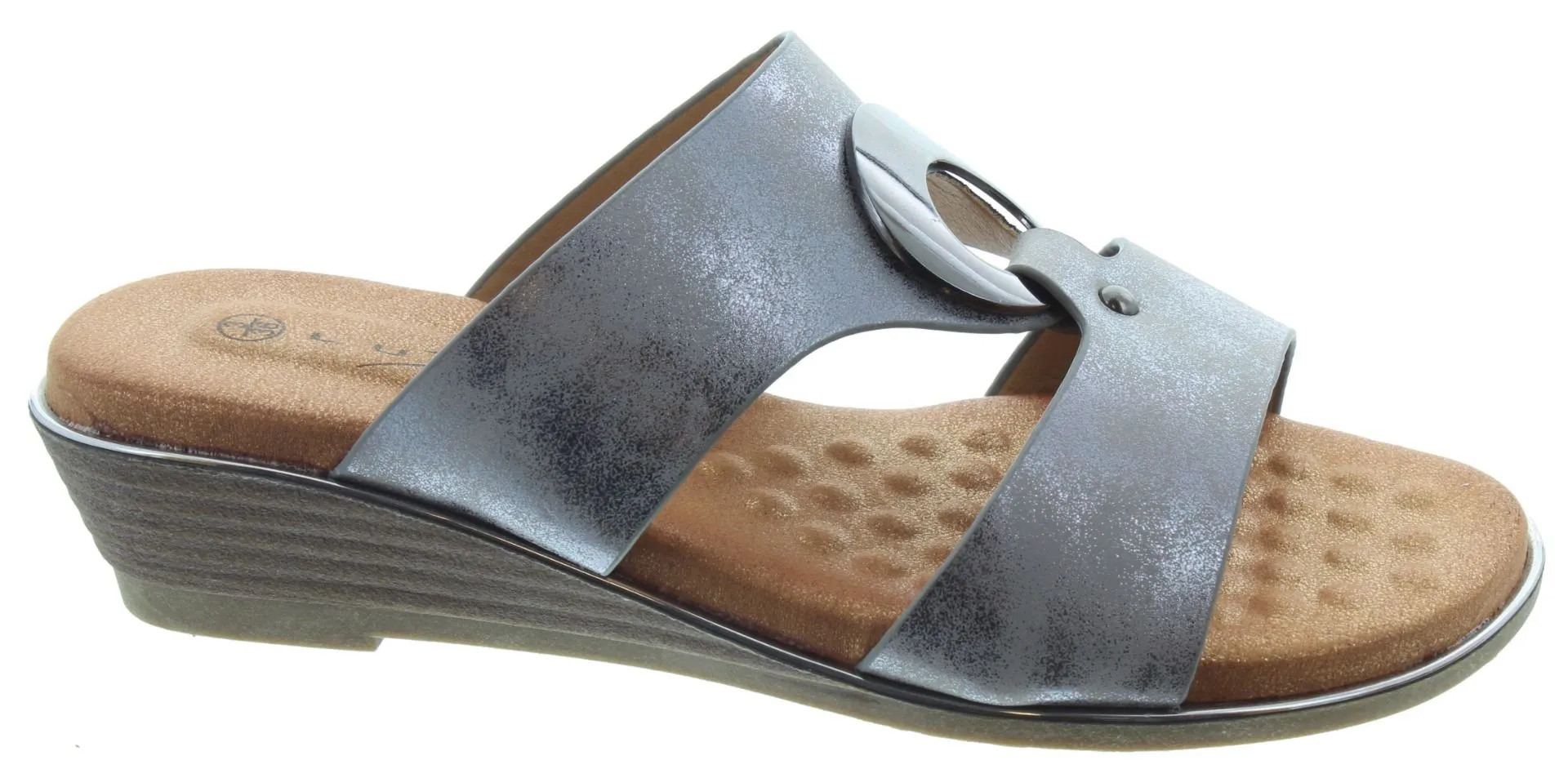 LUNAR Ladies Manby Mules In Pewter