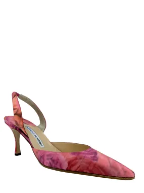 Manolo Blahnik 10.5 Carolyne Slingback Pumps - Satin