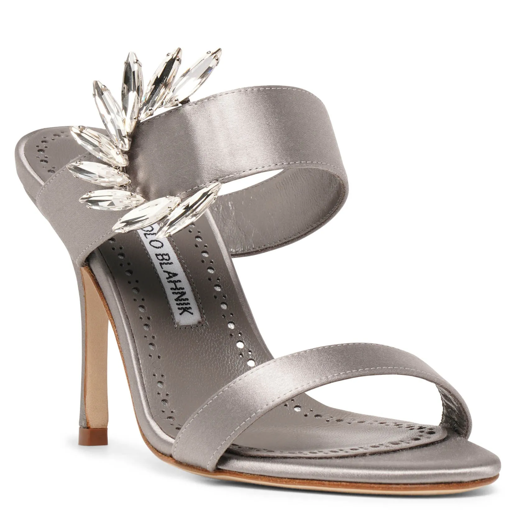 Manolo Blahnik Chivela 90 grey satin mules