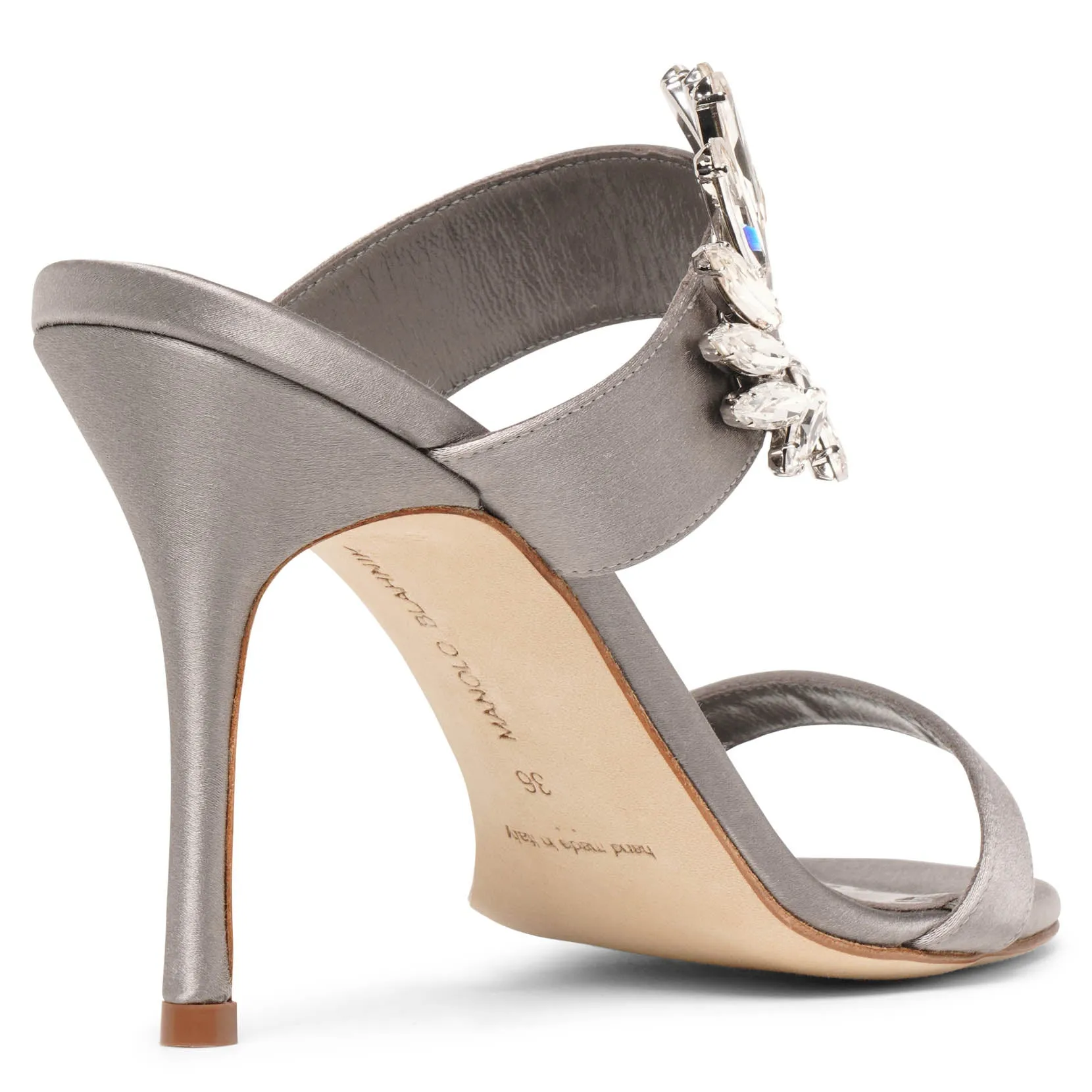 Manolo Blahnik Chivela 90 grey satin mules